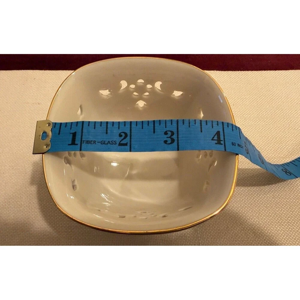 Lenox Holiday Pierced Bowl Classic Holly and Berry Motif with Gold Trim USA